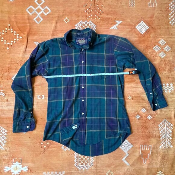 Vintage Ralph Lauren Chaps Plaid Button-Down Shirt – Size XL | Forest Green & Pu - Picture 2 of 5